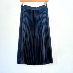 H&M Pleated Skirt Size Small Navy Blue Long Maxi Dark Academia Blokecorps Preppy